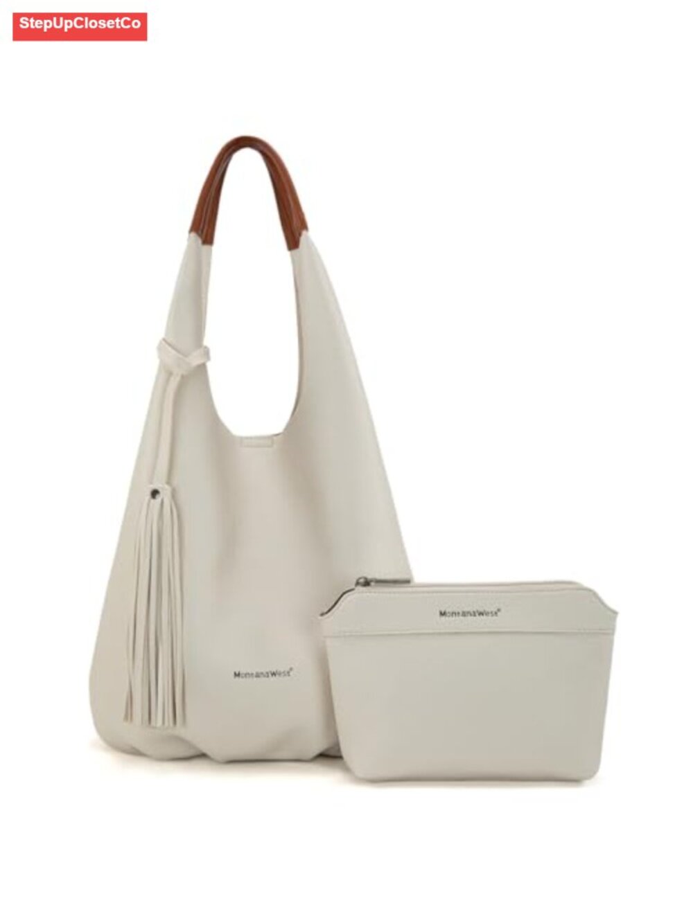 Montana West Slouchy Hobo Bag Set with Faux Leather & Tassels, Includes